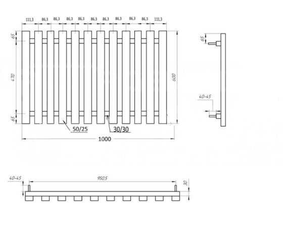 Радиатор Genesis Aqua Batteria 60x100 серый