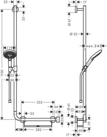 Душовий гарнітур Hansgrohe Raindance Select S 120 3Jet Left Chrome (26325000)