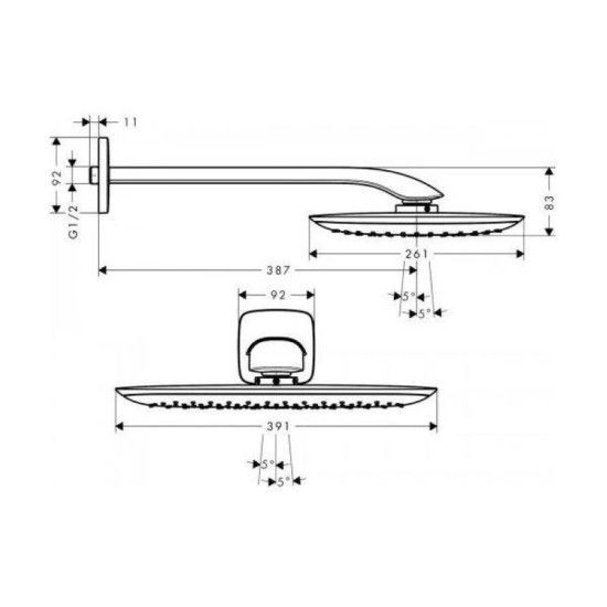 Лейка для верхнего душа Hansgrohe Pura Vida 400 EcoSmart с держателем хром (26602000)