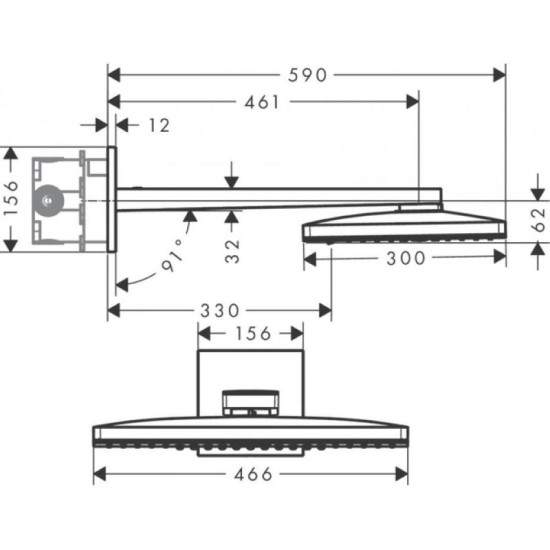 Лейка для верхнего душа Hansgrohe Rainmaker Select 3jet белый/хром (24007400)