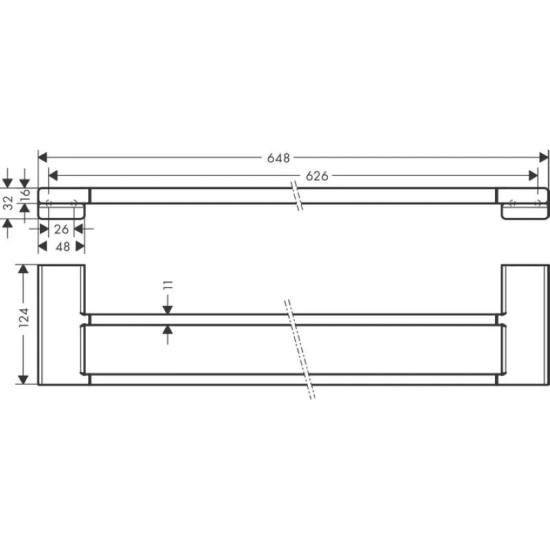 Держатель для полотенец Hansgrohe AddStoris двойной 626/648x124 см черный матовый (41743340)
