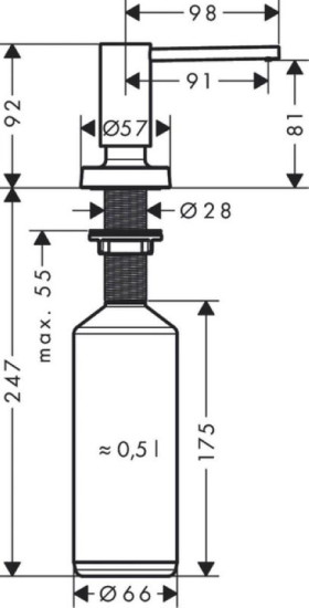 Дозатор для миючого засобу Hansgrohe A51 врізний 500 ml хром (40448000)