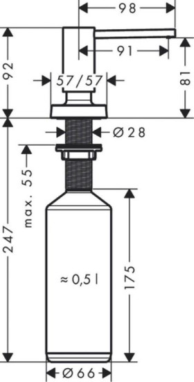 Дозатор для моющего средства Hansgrohe A71 500 ml черный матовый (40468670)