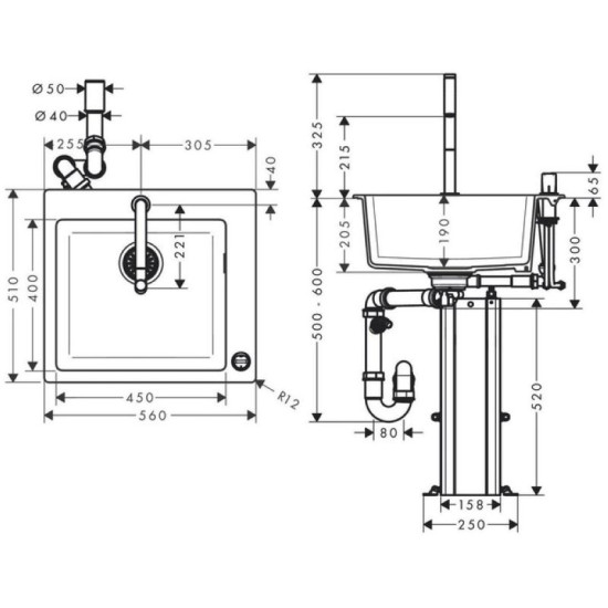 Кухонная мойка Hansgrohe COMBI C51-F450-06 Сombi 560x510 Select со смесителем (43217000)