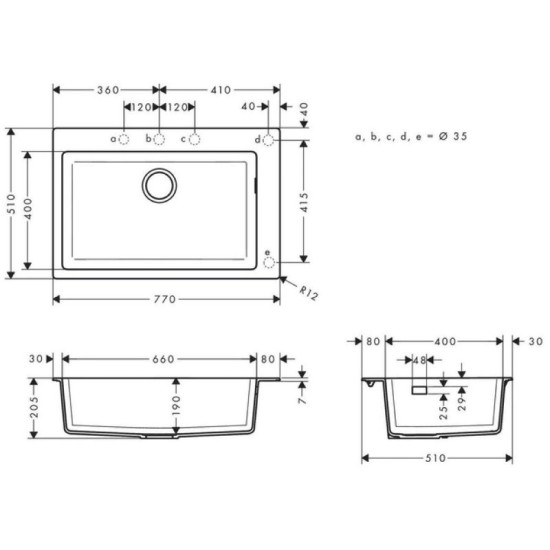Кухонная мойка Hansgrohe S 51 S510-U660 77х51 Graphite Black (43313170)