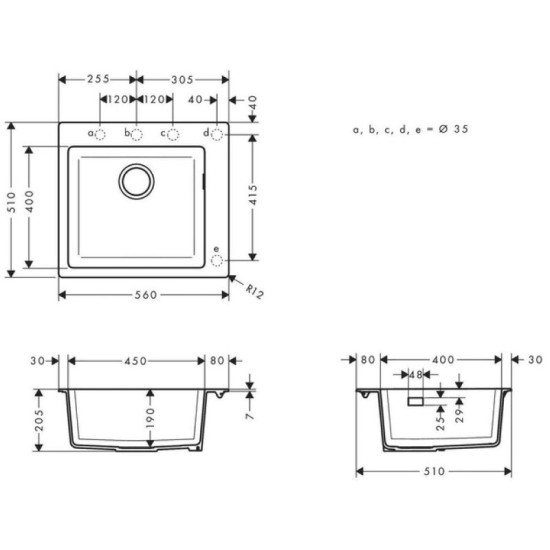 Кухонная мойка Hansgrohe S510-F450 560х510 Concretegrey (43312380)