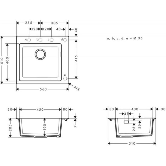 Кухонная мойка Hansgrohe S510-F450 560х510 Stonegrey (43312290)