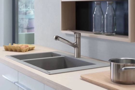 Кухонная мойка Hansgrohe S510-F635 770х510 на 2 чаши 180/450 Stonegrey (43315290)