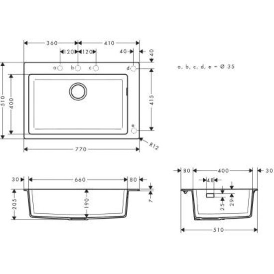 Кухонная мойка Hansgrohe S510-F660 770х510 Concretegrey (43313380)