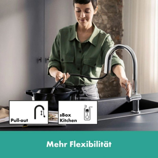 Кухонный смеситель с выдвижным изливом Hansgrohe Aqittura M91 FilterSystem 210 1jet pull-out Sbox (76826000)