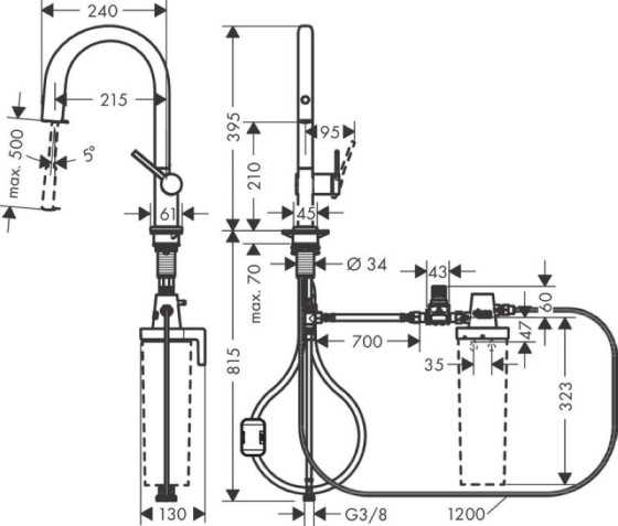Кухонний змішувач Hansgrohe Aqittura M91 FilterSystem 210 1jet pull-out (76803800)