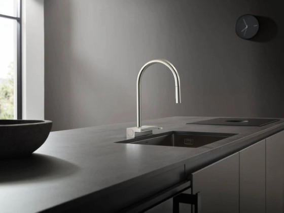 Кухонний змішувач з висувним виливом Hansgrohe Aguno Select 170 3jet Sbox сталевий (73831800)