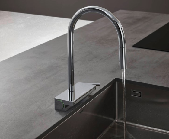 Кухонний змішувач з висувним виливом Hansgrohe Aguno Select 170 3jet Sbox сталевий (73831800)