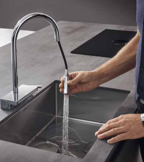 Кухонний змішувач з висувним виливом Hansgrohe Aguno Select 170 3jet Sbox сталевий (73831800)