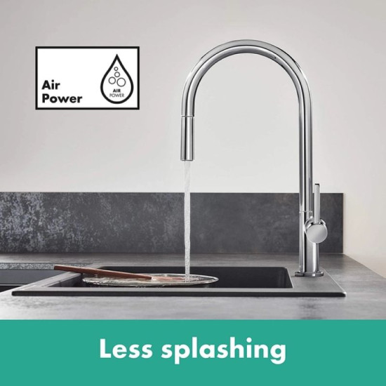 Кухонный смеситель с выдвижным изливом Hansgrohe Talis 210 1jet хром (72802000)