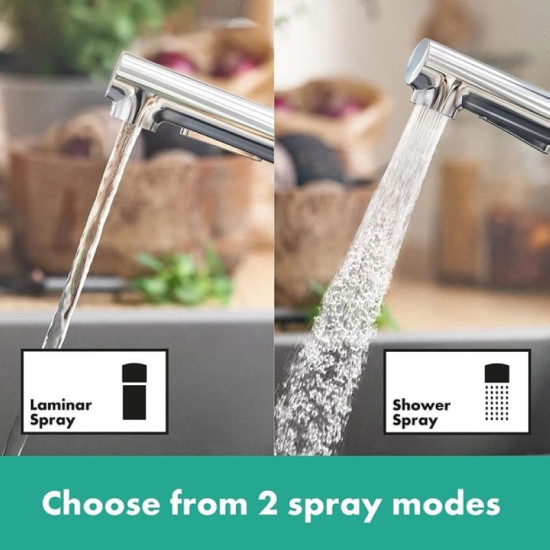 Кухонний змішувач з висувним виливом Hansgrohe Zesis M33 150 2jet ECO (74810000)