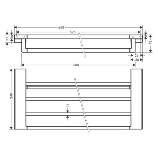 Полочка с полотенцедержателем Hansgrohe AddStoris 63х648x248 см полироанное золото оптик (41751990)
