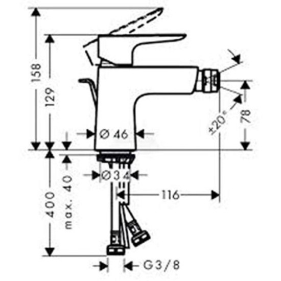 Змішувач для біде Hansgrohe Talis E з донним клапаном золото (71720990)