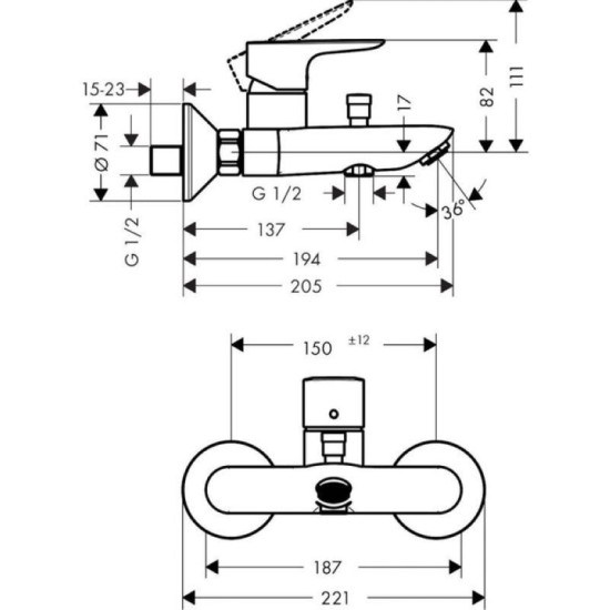 Смеситель для ванны Hansgrohe Talis E матоая бронза (71740140)