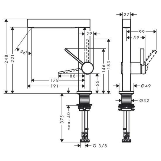 Змішувач для раковини Hansgrohe Finoris 230 чорний матовий (76060670)