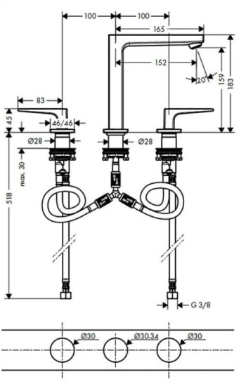 Змішувач для раковини Hansgrohe Metropol 160 (32515670)
