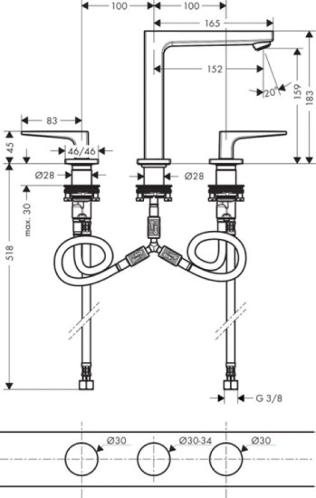 Змішувач для раковини Hansgrohe Metropol 160 (32515700)