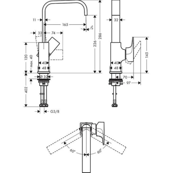 Змішувач для раковини Hansgrohe Metropol 230 чорний хром (32511340)