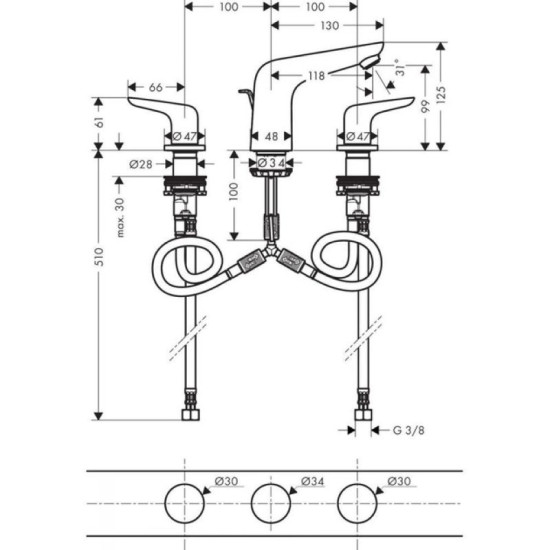 Змішувач для раковини Hansgrohe Novus (71140000)