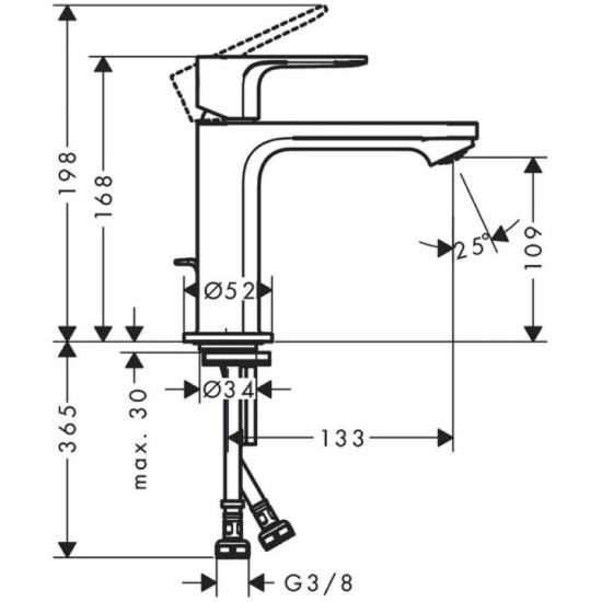 Смеситель для раковины Hansgrohe Rebris S 110 черный матовый (72588670)