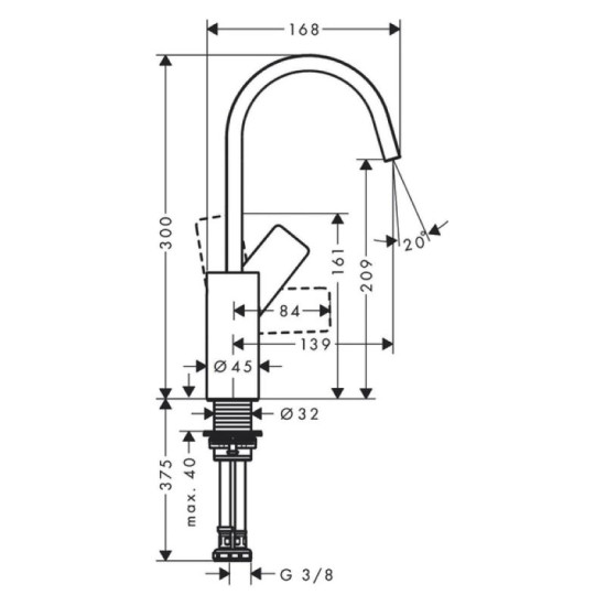 Смеситель для раковины Hansgrohe Vivenis 210 черный матовый 75032670