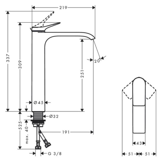 Смеситель для раковины Hansgrohe Vivenis 250 белый матовый (75042700)