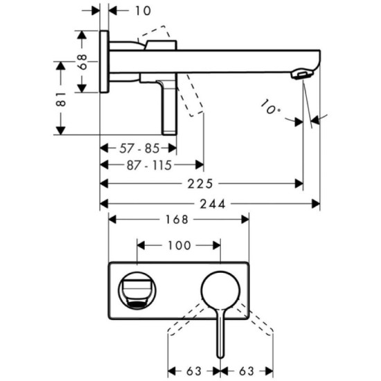 Смеситель для раковины скрытого монтажа Hansgrohe Metris S 31163000