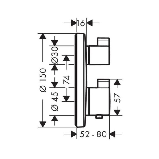 Термостат прихованого монтажу для душу Hansgrohe Ecostat S матова бронза (15758140)