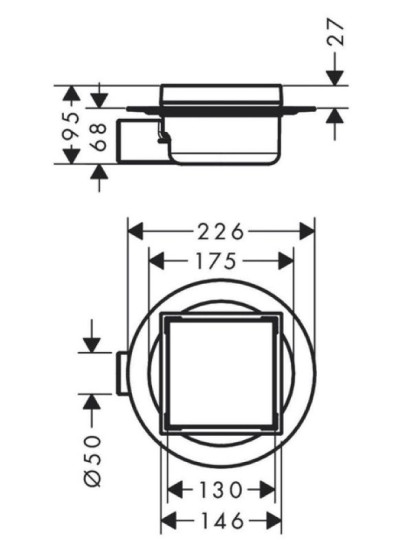 Точечный трап Hansgrohe RainDrain Spot 150x150х78 мм 50 Brushed Stainless Steel (56112800)