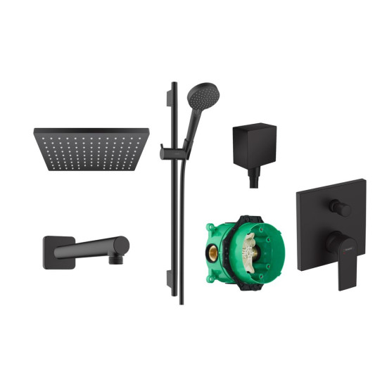 Душова система прихованого монтажу Hansgrohe EcoSmart 230 Vernis Shape (20230004) чорний матовий