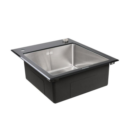 Кухонна мийка Germece Handmade Black Glass (600х510х200)