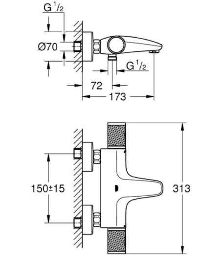 Смеситель термостатический для ванны Grohe Grohtherm 1000 Performance 34830000