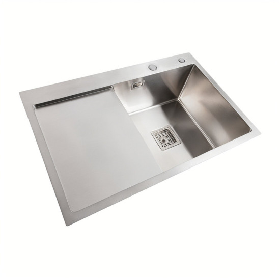 Кухонна мийка Platinum Handmade 78x50B R два отвори (квадратний сифон 3.0/1.0)