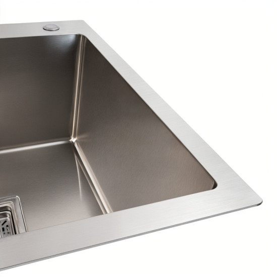 Кухонна мийка Platinum Handmade 78x50B R два отвори (квадратний сифон 3.0/1.0)
