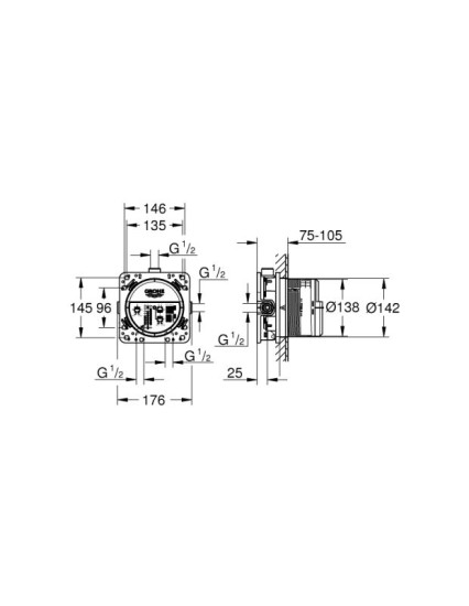 Душова система прихованого монтажу Grohe Eurocube UA2406200L