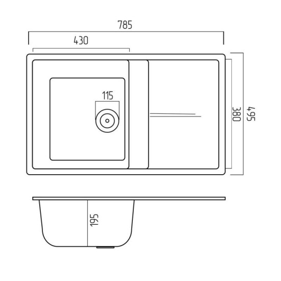 Кухонна мийка Platinum 7950 Selena матова Чорний металік