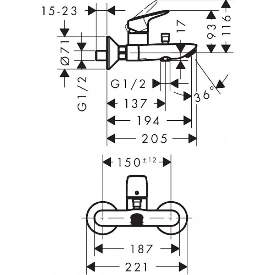 Змішувач для ванни Hansgrohe LOGIS 71400670 чорний матовий