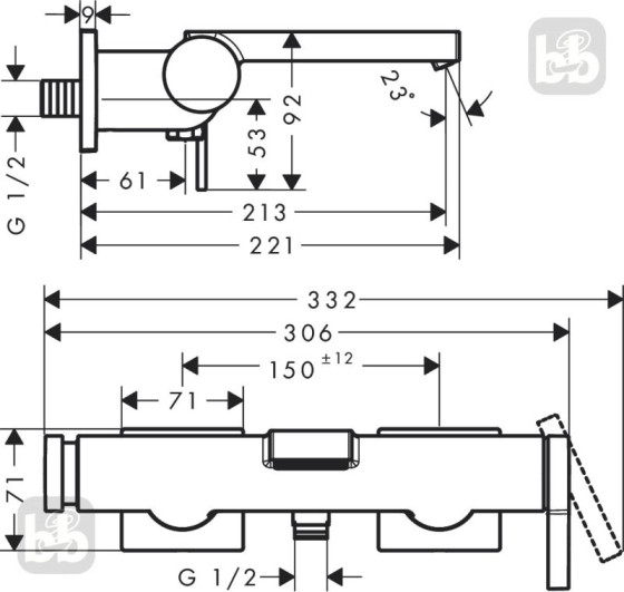 Смеситель для ванны Hansgrohe Tecturis E 73420000 хром