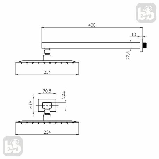 Лейка для верхнего душа Volle CASCADA R85 1586.180104 de la noche