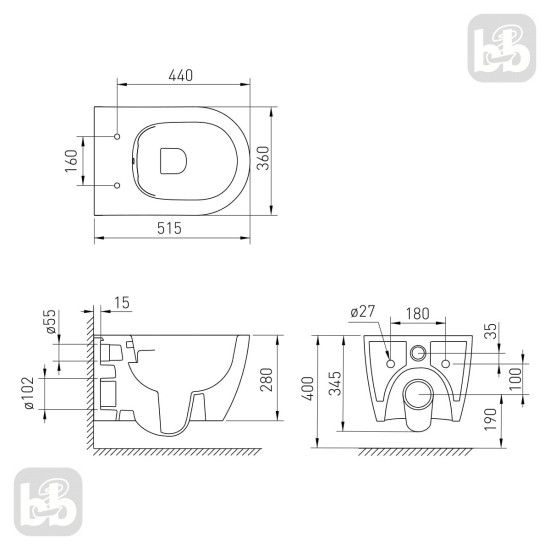 Унитаз подвесной Volle CANTE Rimless 1312.151000