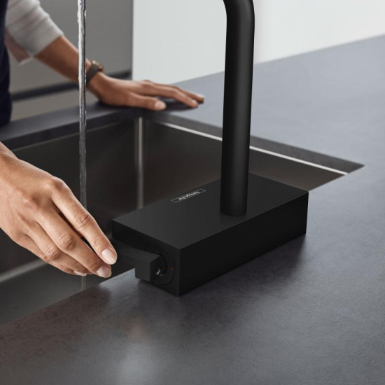 Кухонний змішувач з висувним виливом Hansgrohe Aquno Select 250 2jet Black Matt (73836670)