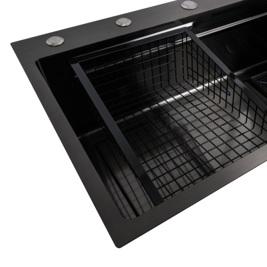 Кухонная мойка Platinum Handmade 75х45A PVD черная "Водопад"