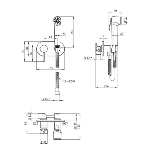 Гігієнічний душ із змішувачем Kroner (KRP) Bidet-C086 (CV031552)