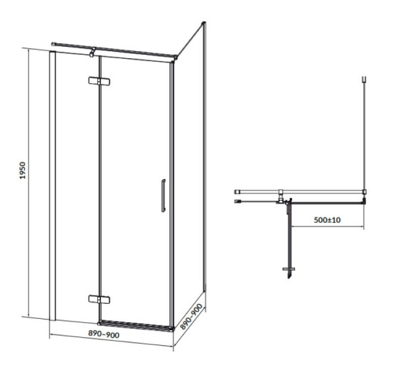 Душова кабіна Cersanit JOTA 90х90х195 L чорний S160-003