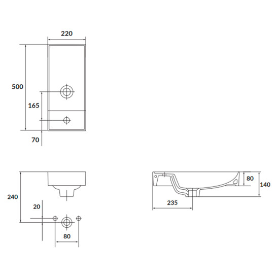 Раковина Cersanit Larga 50X22 K677-005